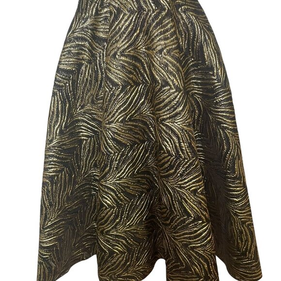 Mac Duggal Black Gold Brocade Flutter Sleeve Gown Dress Size 2 Style 21063 NWT - Picture 6 of 8